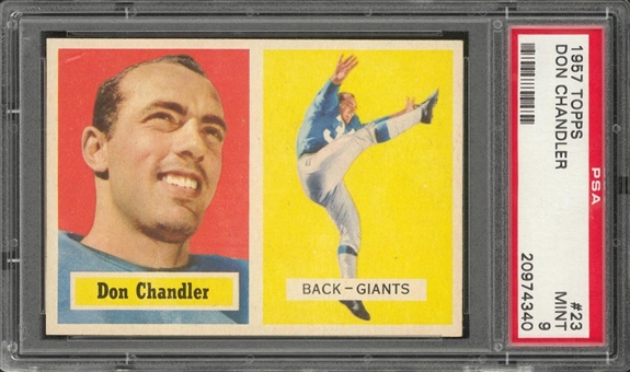 1957 Topps Football #23 Don Chandler Rookie Card – PSA MINT 9
